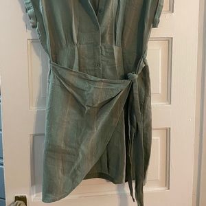 Olive green Blue Rain dress
